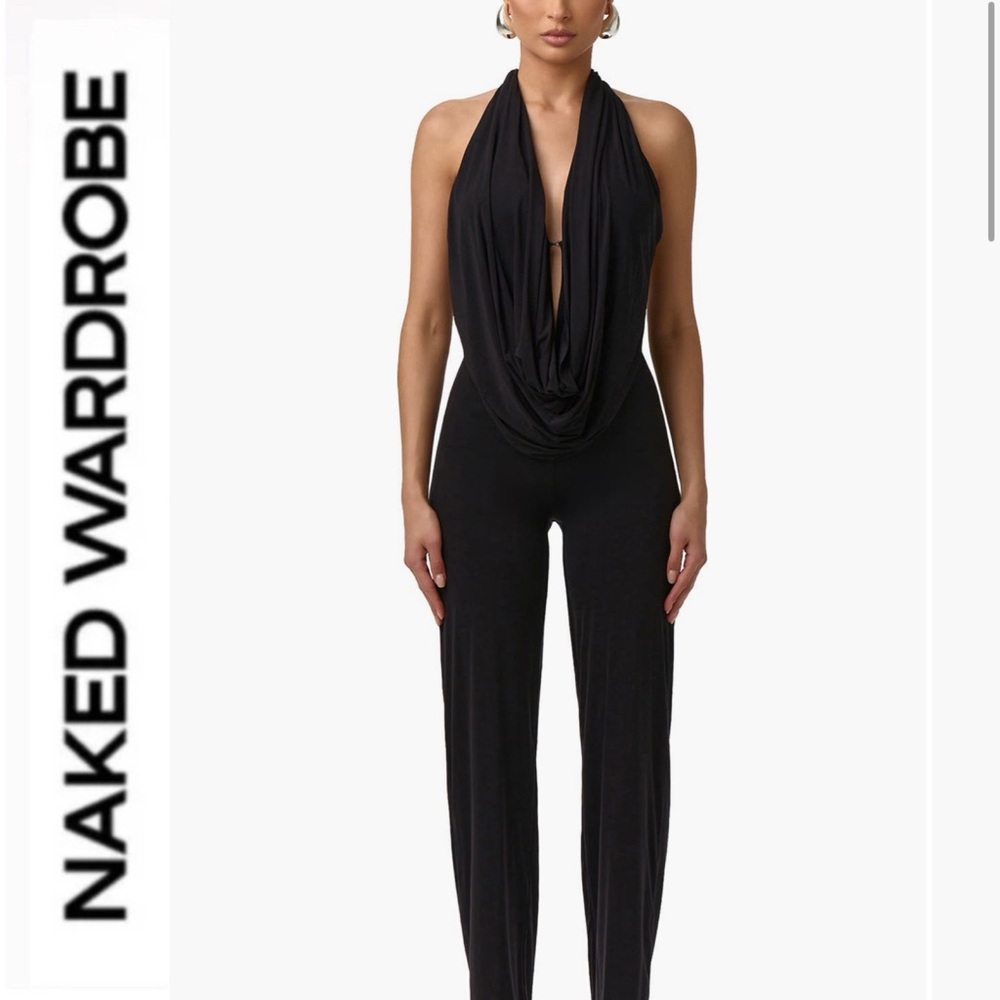 Naked Wardrobe 🖤 Naked halter jumpsuit ~ XS ~ NWT